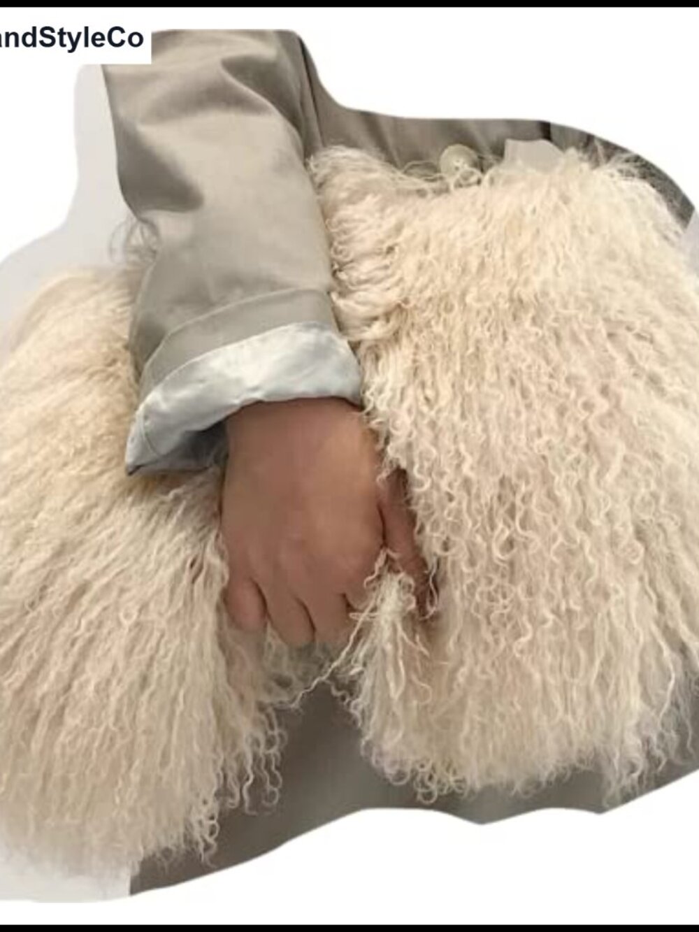 Real Mongolian Lamb Fur Handbag Furry Clutch Shoulder Bag Women Luxury